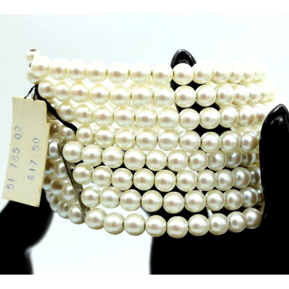 RICHELIEU vintage (NOS) simulated pearl 4 strand wrap around BRACELET excellent - Picture 1 of 7